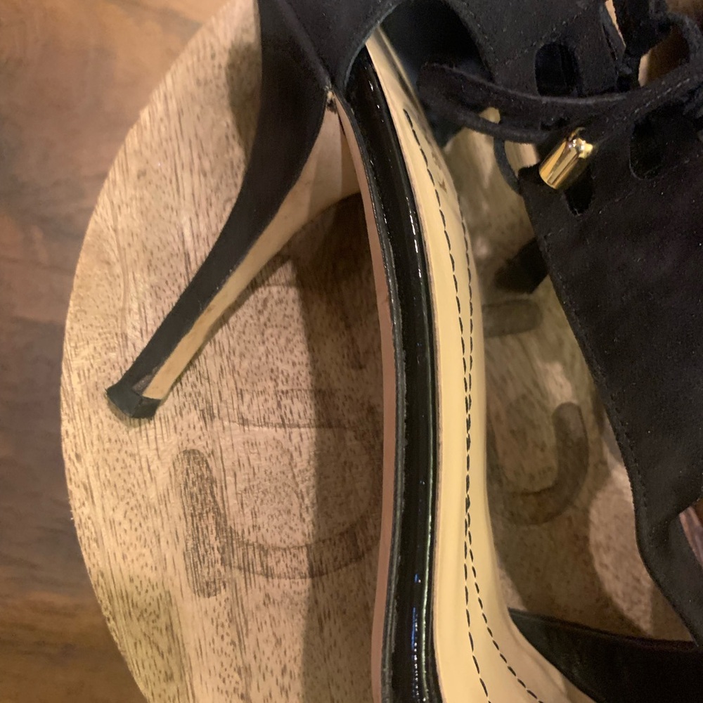 Kate Spade Black Suede  Open Toe Heels - Picture 5 of 12